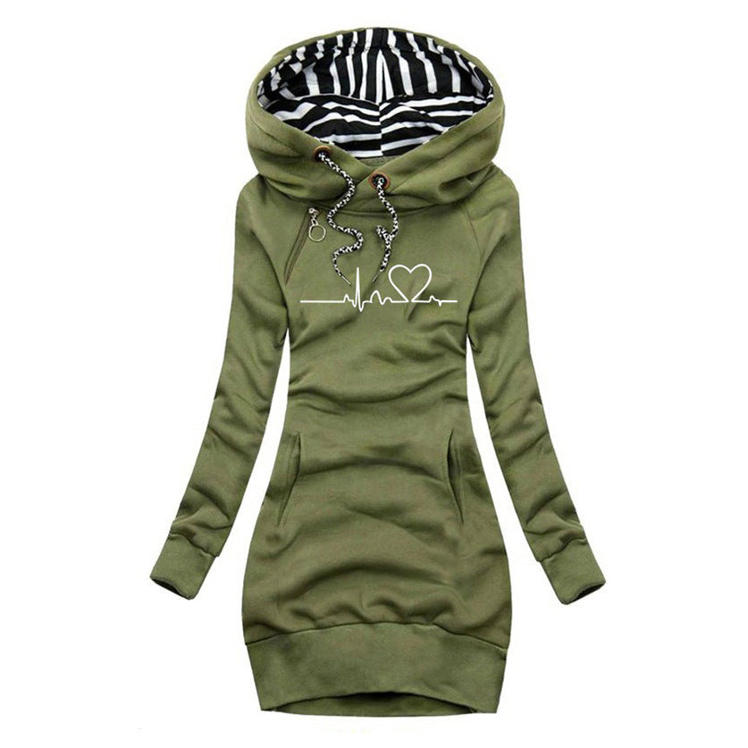 Adèle | Sweater Dress with Heartbeat Print