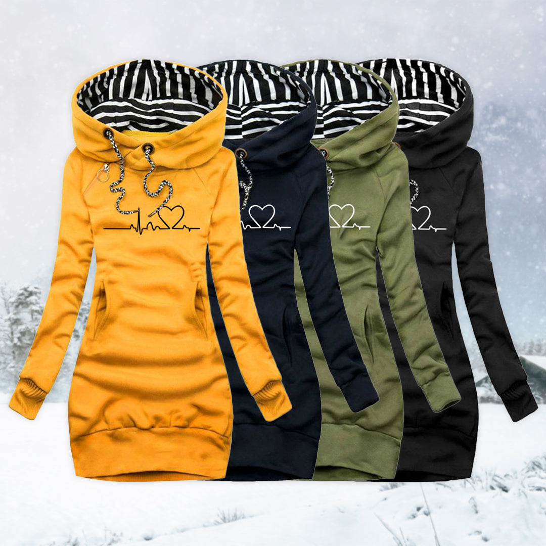 Adèle | Sweater Dress with Heartbeat Print
