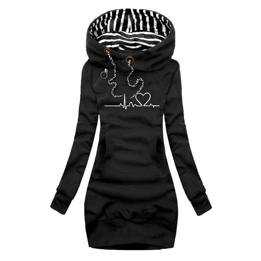 Adèle | Sweater Dress with Heartbeat Print
