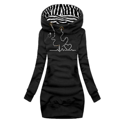 Adèle | Sweater Dress with Heartbeat Print