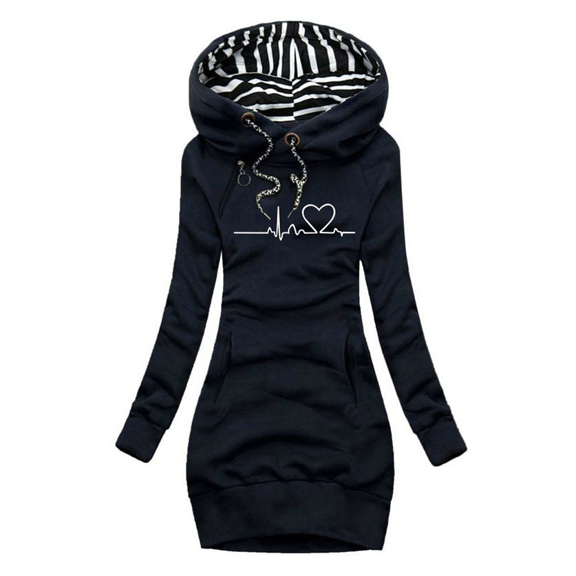 Adèle | Sweater Dress with Heartbeat Print
